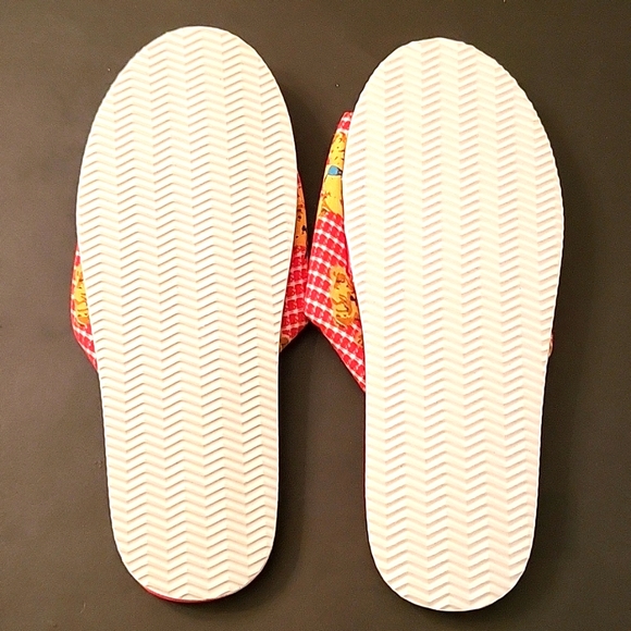 NEW Cutest Teddy Bear Slippers! XL Red Fabric, Gingham Print - Picture 6 of 8